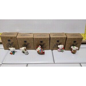 Avon A Merry Little Christmas  Miniature Mouse Ornaments. Lot Of 5